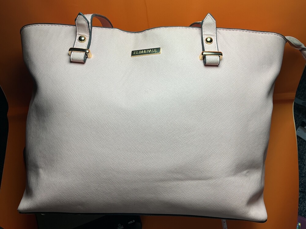 ★ ELIM & PAUL Blush Pink Large Saffiano Tote Shoulder Bag Gold Tone - Picture 4 of 16